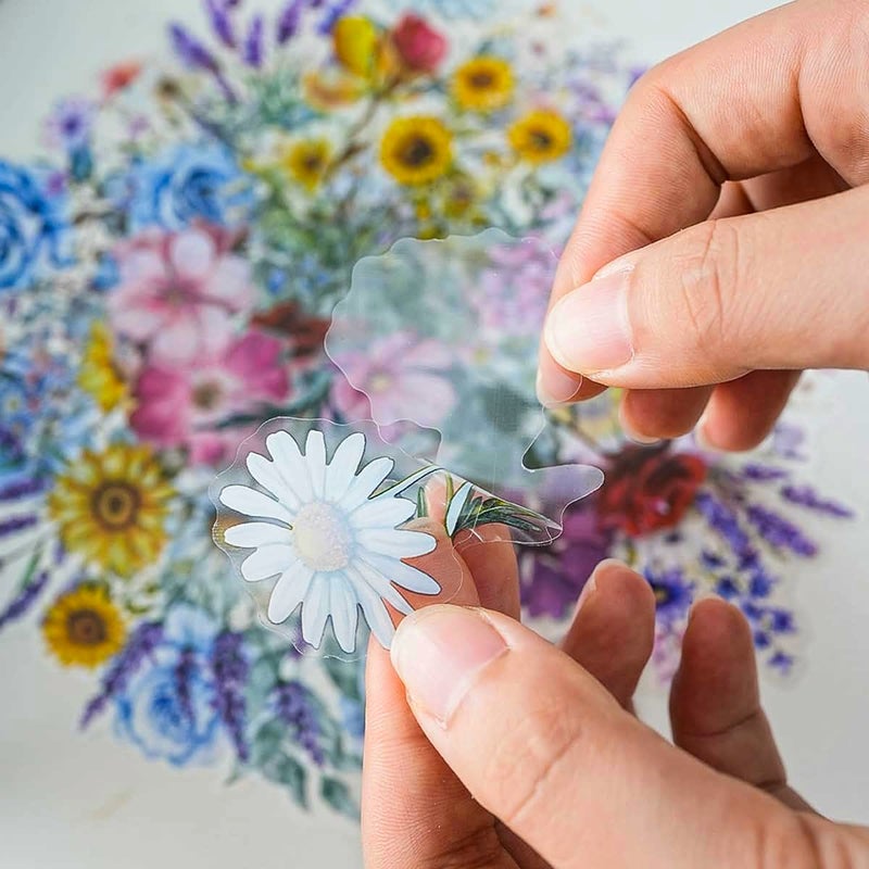 OBUJOPAL 100 Pcs Natural Flower Stickers for Scrapbooking Junk Journal Notebook Planner Card Making Collage Envelope Water Bottle Phone Case Craft, Rose, Daisy, Lavender, Sunflower, Wildflower Stickers - Image 4
