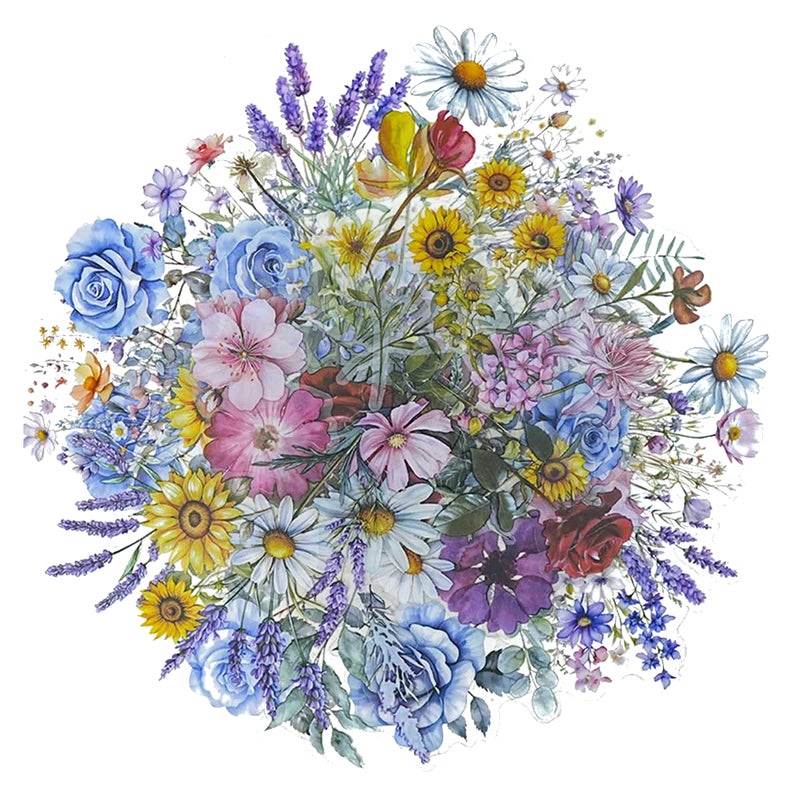 OBUJOPAL 100 Pcs Natural Flower Stickers for Scrapbooking Junk Journal Notebook Planner Card Making Collage Envelope Water Bottle Phone Case Craft, Rose, Daisy, Lavender, Sunflower, Wildflower Stickers - Image 2