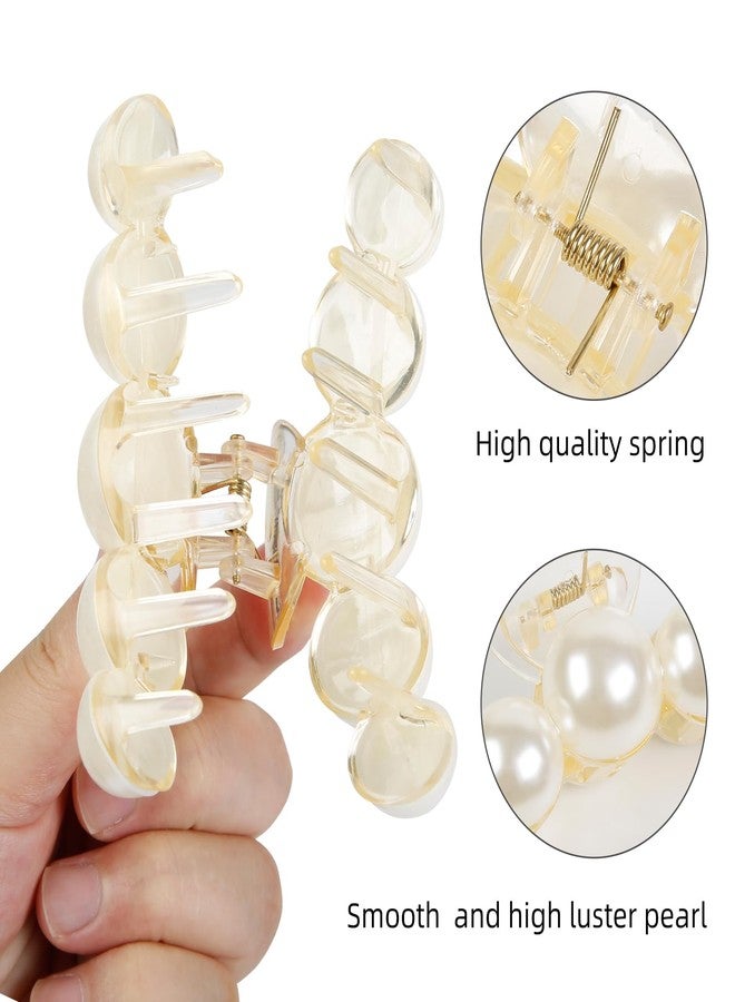 AIBFRID Pearl Hair Clips for Women, 4PCS Large Pearl Hair Claws Clips Non Slip Hair Clips for Thick Thin Hair Strong Hold Cute Claw Clips Fashion Hair Accessories for Wedding Party - Image 3