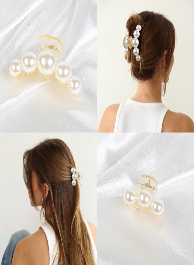 AIBFRID Pearl Hair Clips for Women, 4PCS Large Pearl Hair Claws Clips Non Slip Hair Clips for Thick Thin Hair Strong Hold Cute Claw Clips Fashion Hair Accessories for Wedding Party - Image 5