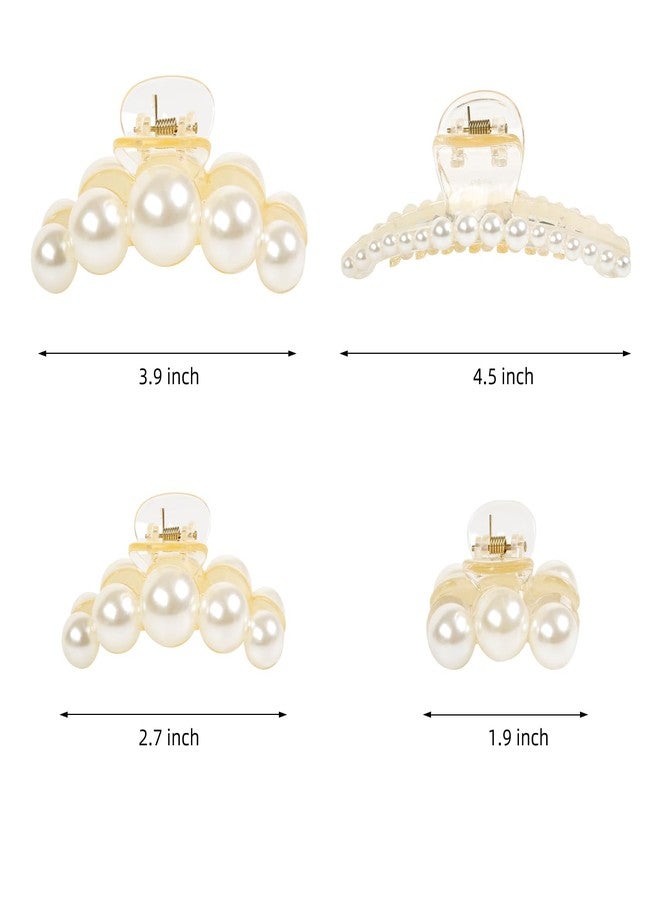 AIBFRID Pearl Hair Clips for Women, 4PCS Large Pearl Hair Claws Clips Non Slip Hair Clips for Thick Thin Hair Strong Hold Cute Claw Clips Fashion Hair Accessories for Wedding Party - Image 2