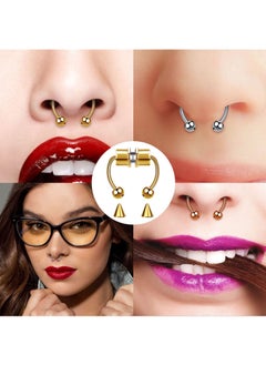 Homeosoobone 5 Pairs of Magnetic Stainless Steel Nose Rings, Non-perforated Diaphragm False Nose Rings,  Reusable False Nose Jewelry Ornaments for Trendy Boys and Girls  - Image 4