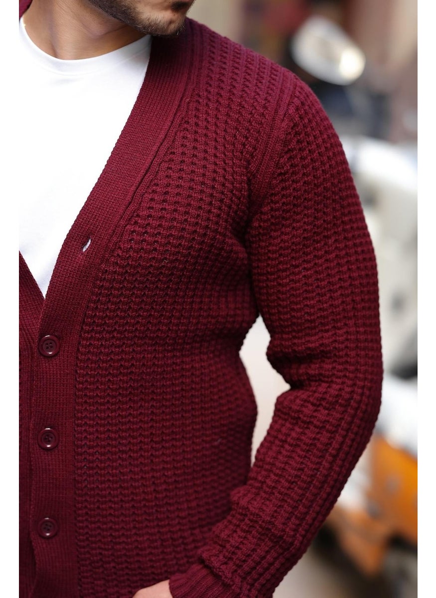 Nopenli Ribbed Knit Buttoned Cardigan - Claret Red - pzsku/Z0D5F93C5759AD98A8E4AZ/45/_/1741192332/1706bb3f-61f7-4721-b0de-36e4f526fb00