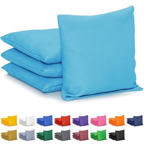 GoSports Cornhole Bean Bags Set of 4 Regulation All Weather Classic Light Blue - Image 1