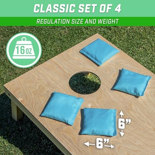 GoSports Cornhole Bean Bags Set of 4 Regulation All Weather Classic Light Blue - Image 3