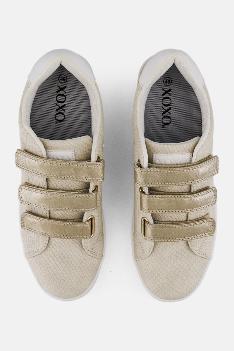 XOXO Women Velcro Closure Shoes, Beige - Image 4