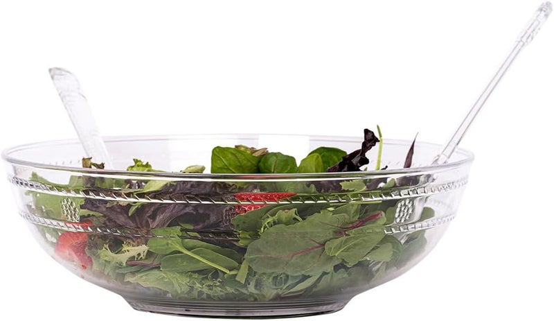 Juliska Isabella Embossed Serving Bowl  13 in Clear Acrylic Unbreakable - Image 3