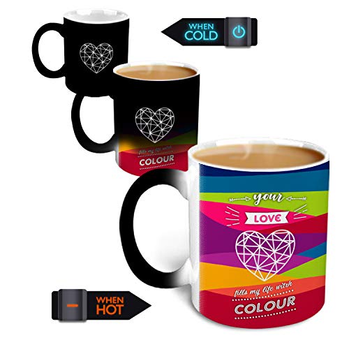 Hot Muggs Magical Heart - Love Fills Life with Color Ceramic, Multicolor, 315ml, 1 Unit - Image 1