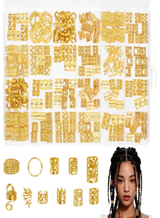 yeabwps 220 Pcs Gold Hair Jewelry for Braids Dreadlock Locs Accessories Metal Hair Clips for Women Girls Adjustable Cuffs Brading Clips Hair Rings Decoration (Gold) - Image 1