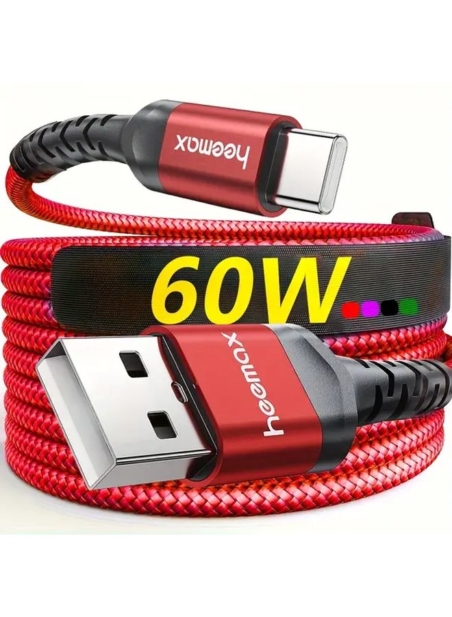 كابل شحن سريع من النوع C بطول 2 متر، بتقنية QC 3.0، مضفر من النايلون من نوع USB C - Image 1