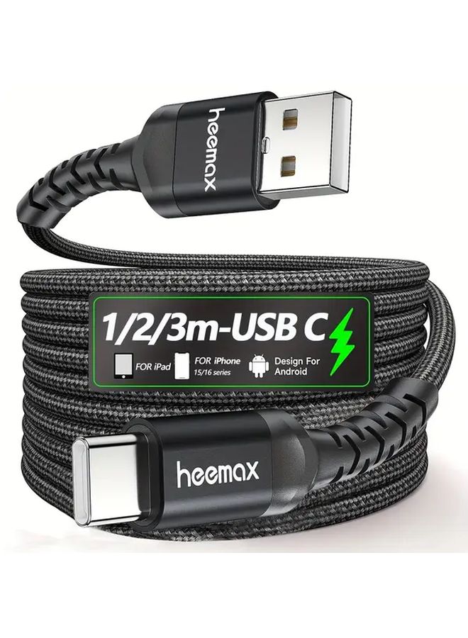 كابل شحن سريع من النوع C بطول 2 متر، بتقنية QC 3.0، مضفر من النايلون من نوع USB C - Image 2