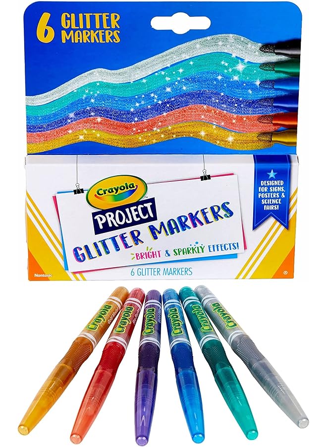 كرايولا أقلام تحديد لامعة متنوعة الألوان من اللوازم الفنية 6 قطع - Image 1