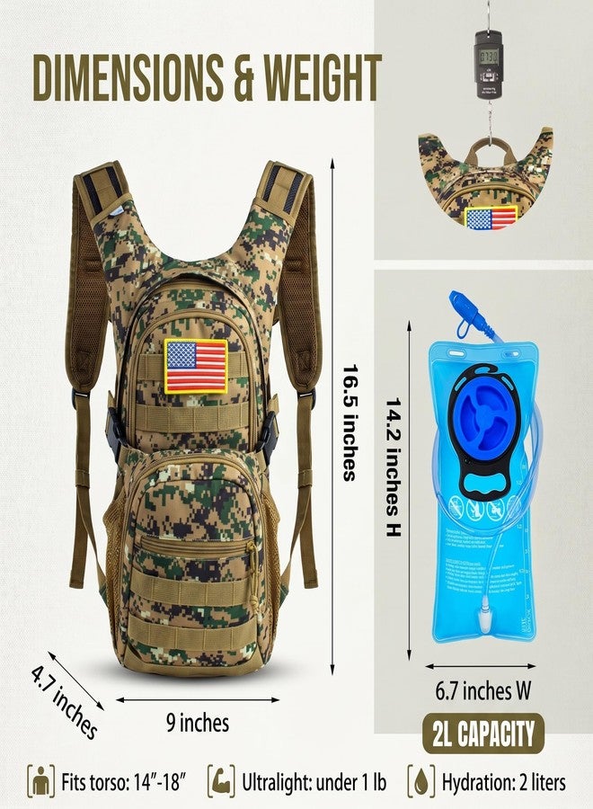 Zavothy Camo Hydration Backpack with 2L Water Bladder Tactical Molle Water Backpack for Men Women Hydration Pack for Hiking Running Climbing - Image 2