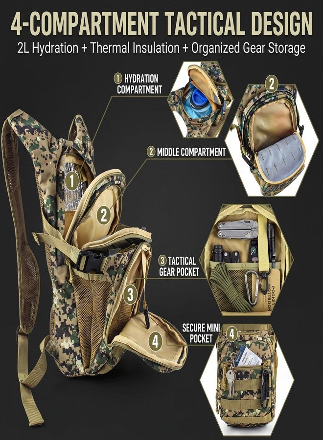 Zavothy Camo Hydration Backpack with 2L Water Bladder Tactical Molle Water Backpack for Men Women Hydration Pack for Hiking Running Climbing - Image 3