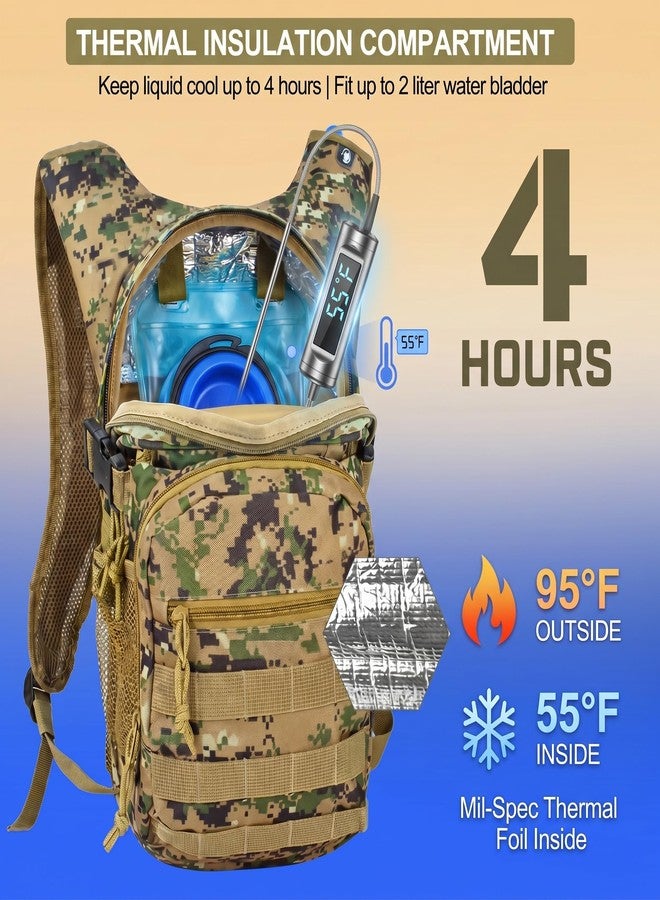 Zavothy Camo Hydration Backpack with 2L Water Bladder Tactical Molle Water Backpack for Men Women Hydration Pack for Hiking Running Climbing - Image 5