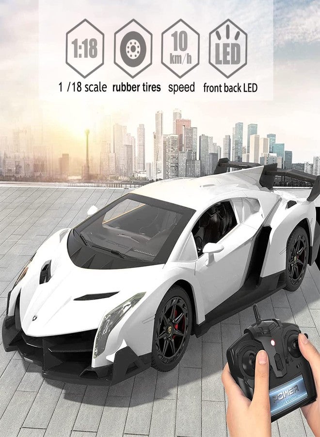 LAFALA Remote Control Car RC Cars Racing Car 1:18 Licensed Toy RC Car Compatible with Lamborghini Model Vehicle for Boys 6,7,8 Years Old,White - Image 2