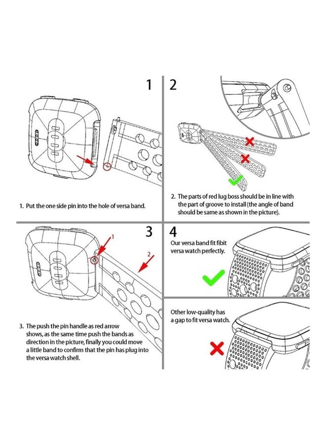 BGM Smart Watch Venting Hole Wrist Strap Watchband for Fitbit Versa Grey - Image 4