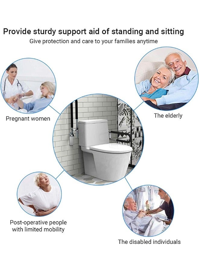 آي هوم شوب درابزين أمان للحمام، قضيب إمساك على شكل حرف U، درابزين أمان قابل للطي، قضيب إمساك للحمام قابل للطي مع مقبض دعم مانع للانزلاق، مناسب لكبار السن والمعاقين والنساء الحوامل (أسود) - Image 4