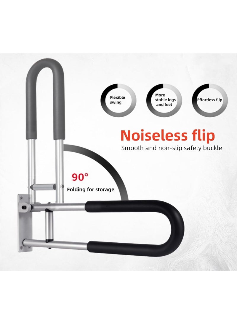 آي هوم شوب درابزين أمان للحمام، قضيب إمساك على شكل حرف U، درابزين أمان قابل للطي، قضيب إمساك للحمام قابل للطي مع مقبض دعم مانع للانزلاق، مناسب لكبار السن والمعاقين والنساء الحوامل (أسود) - Image 3