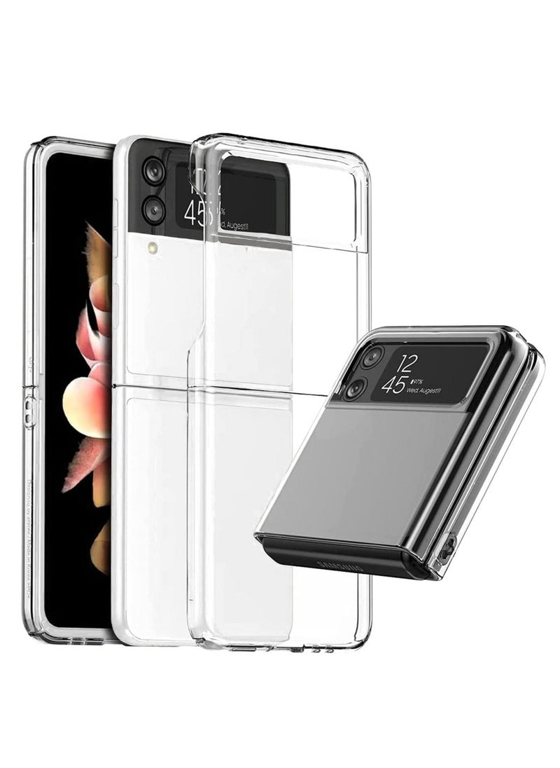 غطاء حماية مضاد للخدش ومقاوم للصدمات لجهاز سامسونج جالاكسي Z Flip 3 5G، شفاف - Image 1