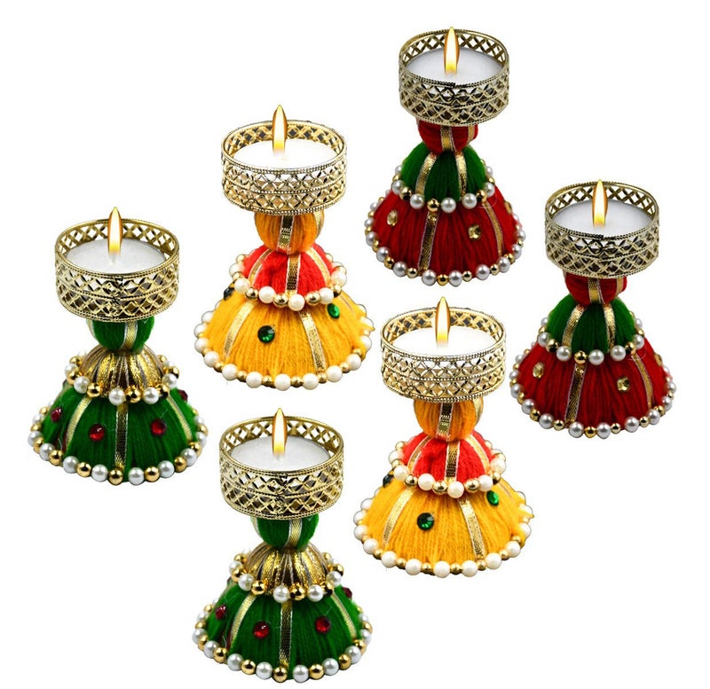 Saugat Traders Tea Light Candle Holder for Room Decor - Pooja Room - Diwali Decoration and Gift for Corporate Client - Home Decoration (Pack of 6) - Image 1