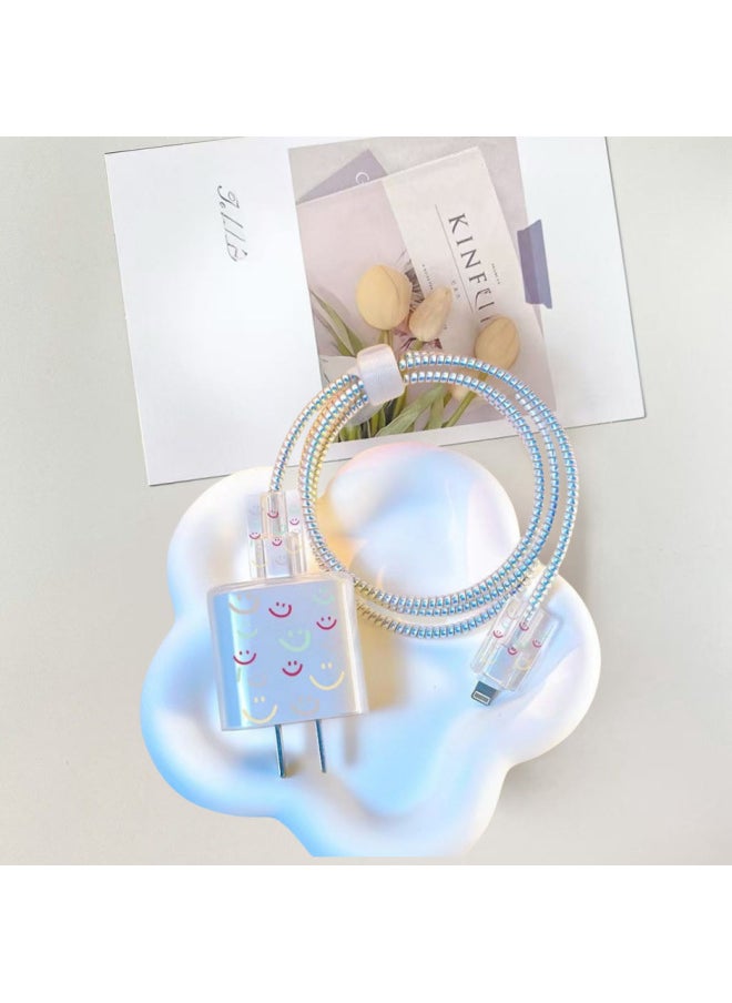 Generic Frosted For Apple 20w/18w Charging Head Cover Data Line Protective Cover Bite Cherry Blossom-Colour:Colorful Hearts  - Image 3