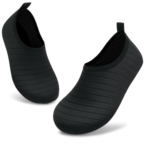ANLUKE Kids Boys Girls Water Shoes Barefoot Aqua Socks Fast Dry Beach Swim Outdoor Sports Shoes for Toddler Black 22/23 - Image 1