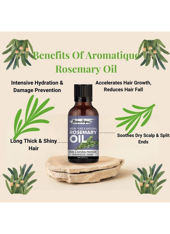 AROMATIQUE Rosemary Essential Oil For Hair Growthskin And Body 100% Pure And Natural Therapeutic Grade (15Ml)  - Image 3