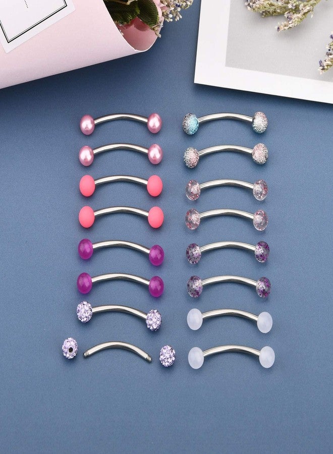 FECTAS 14g Stainless steel Long Nipple Rings Curved Barbells Pettie Belly Rings Curved Barbells Nipplerings Piercing Jewelry for Women 18mm Bars - Image 3