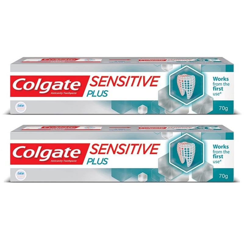 Colgate معجون أسنان كولجيت سنسيتيف بلس 70غ (140غ، عبوة من 2، 70غ لكل منها) - Image 1