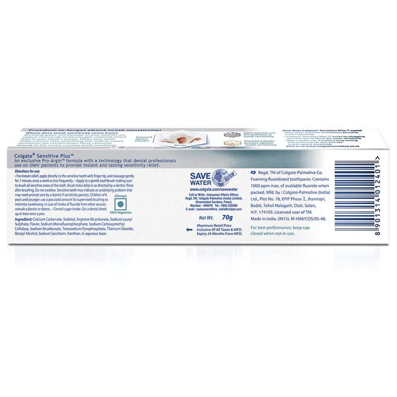 Colgate معجون أسنان كولجيت سنسيتيف بلس 70غ (140غ، عبوة من 2، 70غ لكل منها) - Image 2