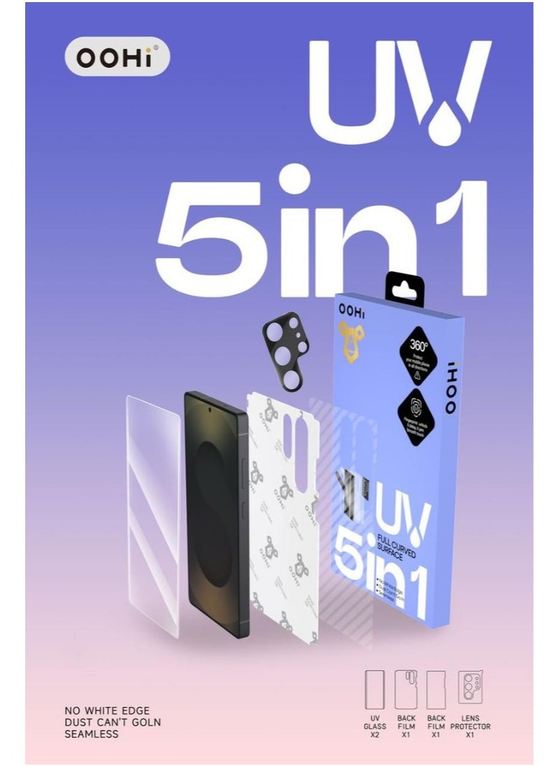 Generic - Clear UV Filter Screen Protector, 3D Curved Edge Tempered Glass, 5-in-1 Installation Kit, 2 Screen Protectors, 2 Back Screen Protectors, and 1 Camera Screen Protector (Samsung Galaxy S23 Ultra) - Image 1