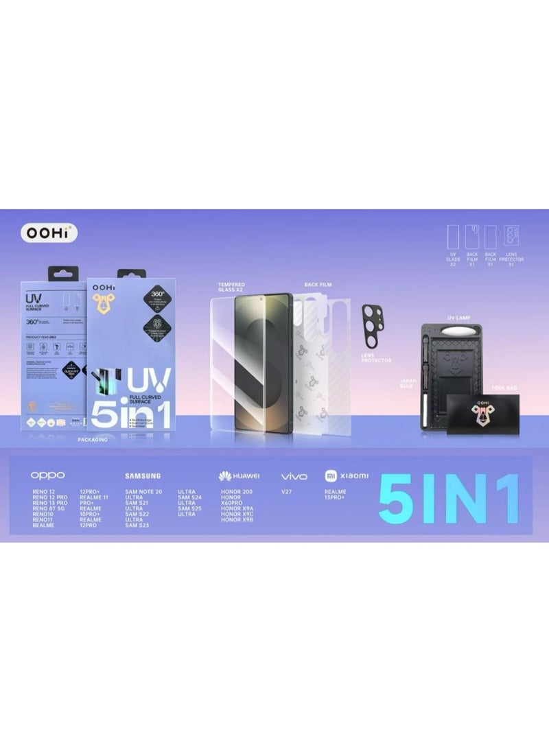 Generic - Clear UV Filter Screen Protector, 3D Curved Edge Tempered Glass, 5-in-1 Installation Kit, 2 Screen Protectors, 2 Back Screen Protectors, and 1 Camera Screen Protector (Samsung Galaxy S23 Ultra) - Image 1