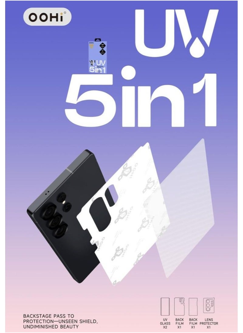 Generic - Clear UV Filter Screen Protector, 3D Curved Edge Tempered Glass, 5-in-1 Installation Kit, 2 Screen Protectors, 2 Back Screen Protectors, and 1 Camera Screen Protector (Samsung Galaxy S23 Ultra) - Image 1