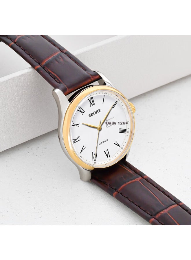 Ebohr Men's Automatic Mechanical Watch With Calendar, Stainless Steel Band, National Brand Couple's Gift For Birthday, Christmas, Valentine's Day - Image 3