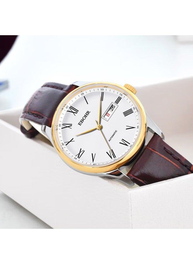 Ebohr Men's Automatic Mechanical Watch With Calendar, Stainless Steel Band, National Brand Couple's Gift For Birthday, Christmas, Valentine's Day - Image 4