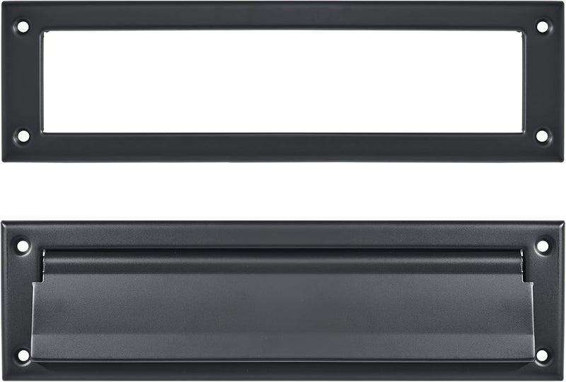 ZAUYX 1 Pack 10inch Matte Black Solid Brass Heavy Duty Mail Slot with Solid Brass Heavy Duty Inner Frame for Use in Slots for Doors - Image 2