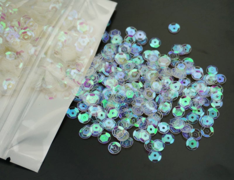 Bilipala Bulk Clear Sequins, Crystal Iridescent Spangles for DIY Crafts, Embroidery, 6mm, About 3000 Pieces - Image 3