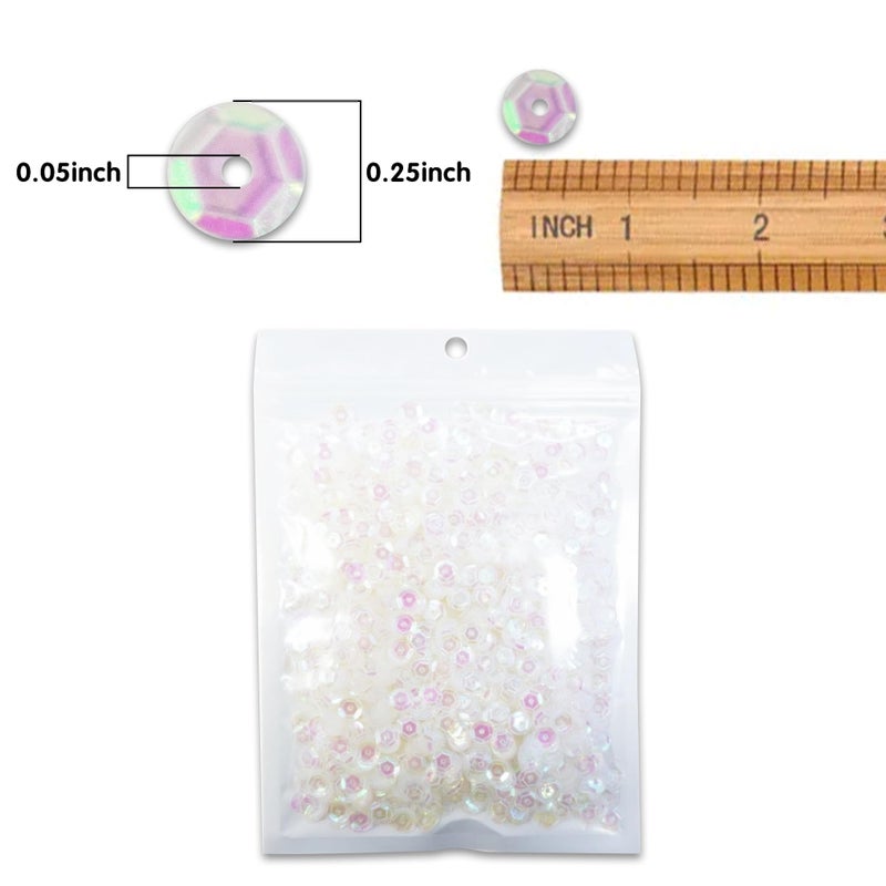 Bilipala Bulk Clear Sequins, Crystal Iridescent Spangles for DIY Crafts, Embroidery, 6mm, About 3000 Pieces - Image 2