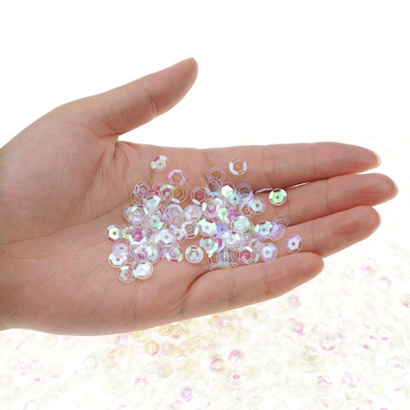 Bilipala Bulk Clear Sequins, Crystal Iridescent Spangles for DIY Crafts, Embroidery, 6mm, About 3000 Pieces - Image 1
