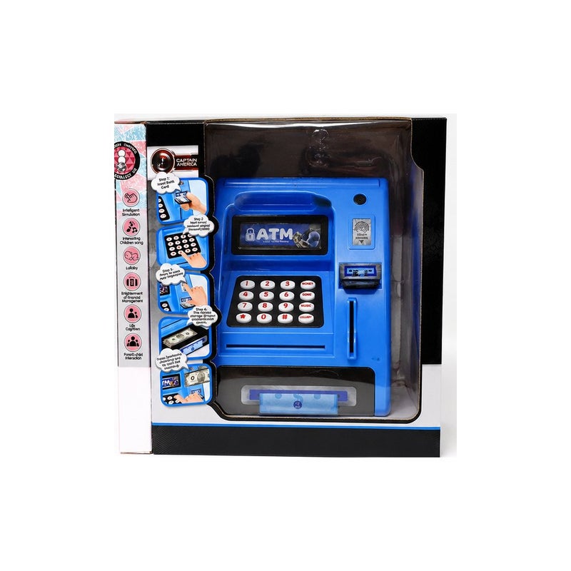 ATM Kids ATM Machine Toy Bank, Blue, Educational Money Saving Playset for Boys and Girls - Image 1
