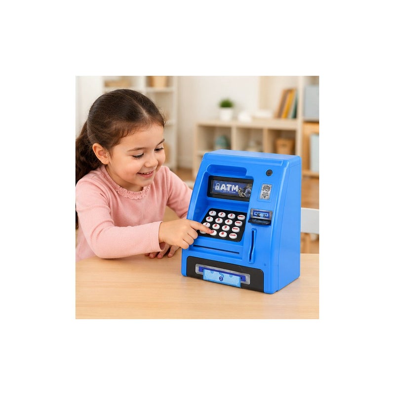 ATM Kids ATM Machine Toy Bank, Blue, Educational Money Saving Playset for Boys and Girls - Image 4