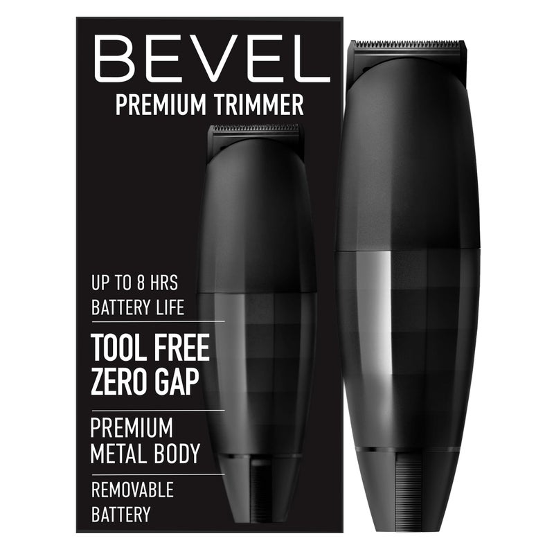 Bevel Bevel Beard Trimmer for Men - Black Edition Cordless Trimmer, 8 Hour Rechargeable Battery Life, Tool Free Adjustable Zero Gapped Blade, Barber Supplies, Mustache Trimmer