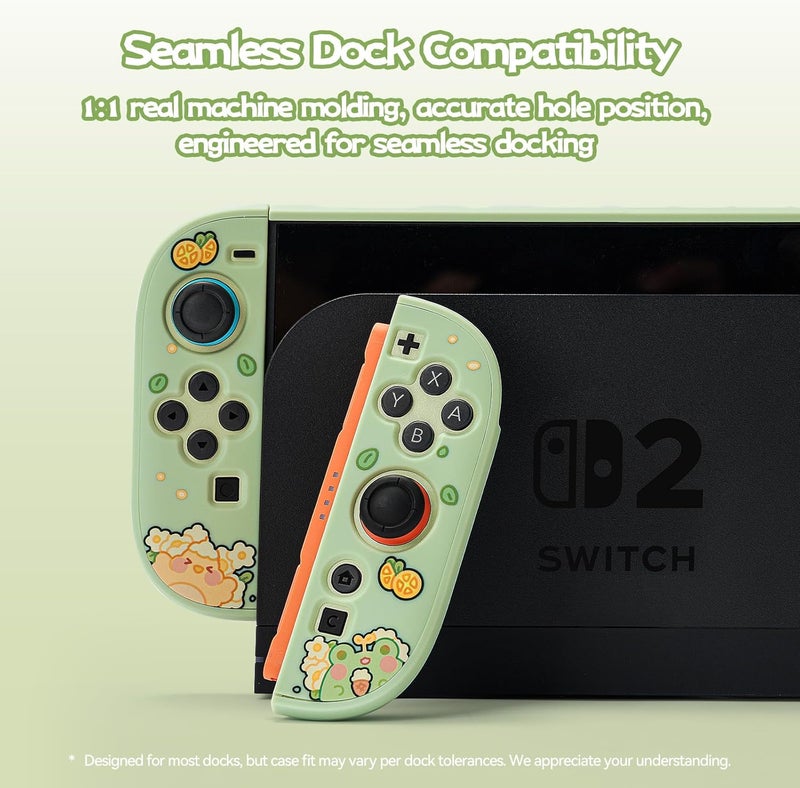 GeekShare غطاء حماية متوافق مع Switch 2، غطاء رقيق قابل للتوصيل للكمبيوتر الشخصي لوحدة تحكم Switch 2 ووحدة تحكم الألعاب (ضفدع ماتشا أخضر) - Image 4