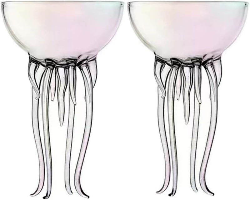 GAOGAO Magic Ocean Jellyfish Glass Cup Colorful Cocktail or Martini Cup Unique Bar or Kitchen Tableware Two colorful 250ML glass cup  - Image 1