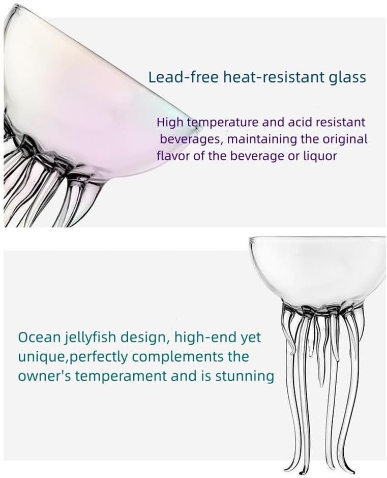 GAOGAO Magic Ocean Jellyfish Glass Cup Colorful Cocktail or Martini Cup Unique Bar or Kitchen Tableware Two colorful 250ML glass cup  - Image 2