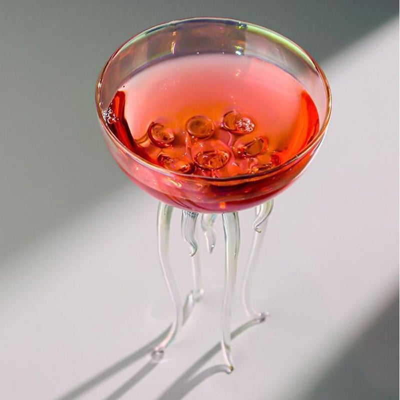 GAOGAO Magic Ocean Jellyfish Glass Cup Colorful Cocktail or Martini Cup Unique Bar or Kitchen Tableware Two colorful 250ML glass cup  - Image 3