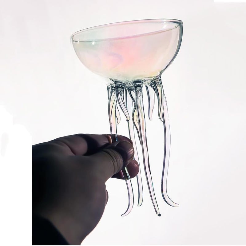 GAOGAO Magic Ocean Jellyfish Glass Cup Colorful Cocktail or Martini Cup Unique Bar or Kitchen Tableware Two colorful 250ML glass cup  - Image 4