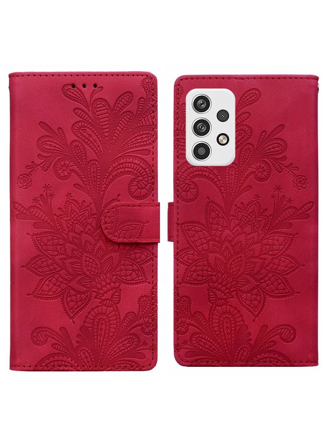 اس-توب جراب لهاتف Samsung Galaxy A32 4G من مادة البولي يوريثان مع مشبك مغناطيسي منقوش بالزهور وحزام معصم - Image 1