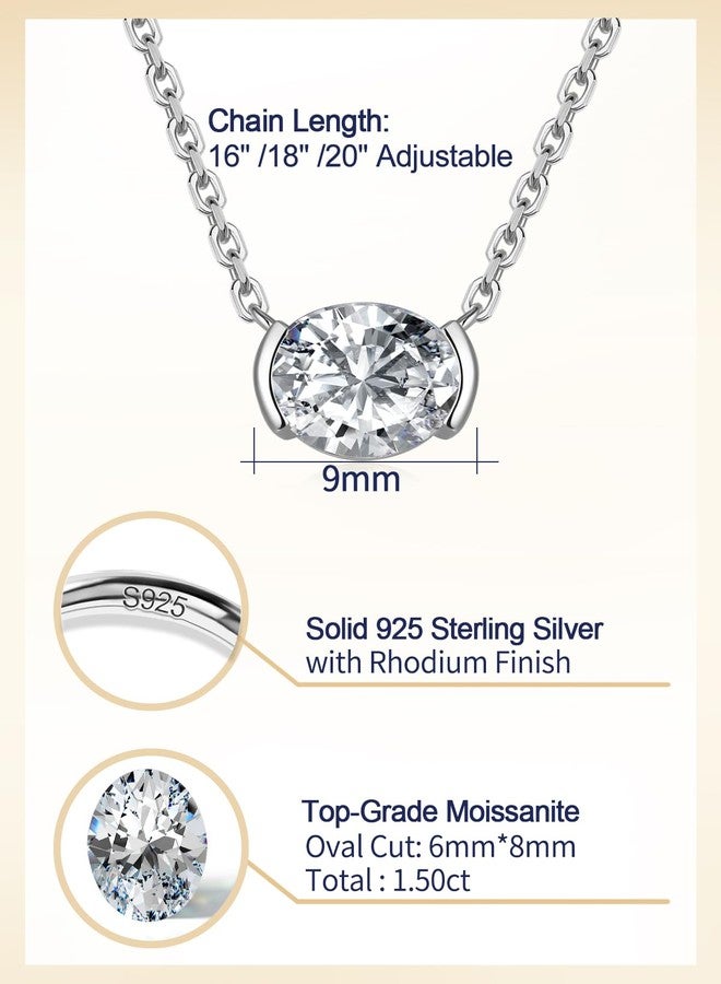 CYW Oval Moissanite Dainty Small Solitaire Women Necklace 925 Sterling Silver - Image 5